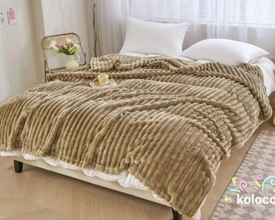 Плед-покривало Koloco Королівський шарпей 16-3 смужка 5 см 200х230 темний беж євро