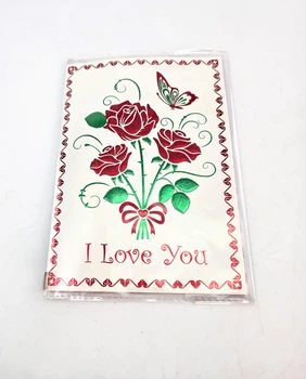 Открытка 3D с объемным букетом роз I Love You с конвертом, 19 х 13,5 см 32181A