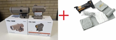 Комплект коліматор + магніфер Holosun HS510C & HM3X Combo FDE + ПОДАРОК Бандаж Кровоостанавливающий Израильский EVERLIT