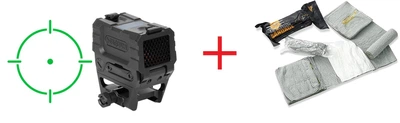 Коллиматорный прицел Holosun AEMS-PRO-X2-Green Multi-Reticle+ ПОДАРОК Бандаж Кровоостанавливающий Израильский EVERLIT