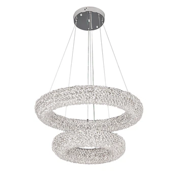 Люстра підвісна світлодіодна кришталева LED кільця Levistella 7897200 (600+400) CH хром