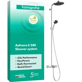 Душова система HANSGROHE Activera S 240 1jet EcoSmart з термостатом Ecostat Fine для ванни, Chrome (28871000)