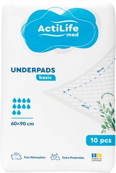Пелюшки гігієнічні поглинаючі Actilife Med Basic 60 х 90 10 шт (4820174981426)