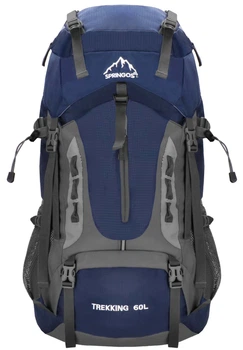 Туристический рюкзак Springos 60 L survival kemping со свистком Темно-синий (5907719484426)