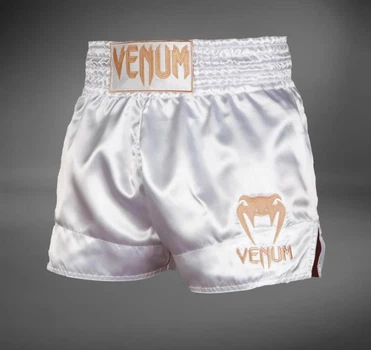 Шорты для тайского бокса и кикбоксинга Venum Classic (Muay Thai Shorts) белый р. 3XL (Рост: 190+ см | Вес: 90+ кг)