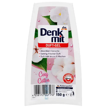 Denkmit Raumduft Gel "Cosy Cotton", 150 г — бархатно‑свежий аромат чистоты, до 6 недель действия