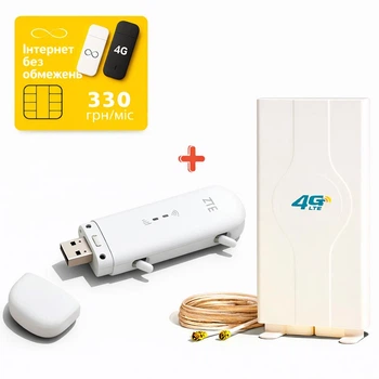 Мобильный 4G USB Wi-Fi модем/роутер ZTE MF79U + внешняя MiMo 4G (LTE) антенна 9 dB + Подарок — безлимитная SIM-картка Lifecell