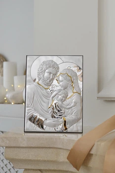 Срібна ікона Свята Родина (LE 4714 15 ORO) 11*15 см