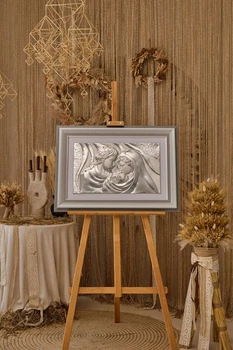 Икона серебряная Святая Семья (LE 4656 DM 8330 GY) 82x55 см