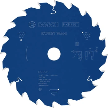 Пильный диск Bosch Expert Wood 165Х20х1.8/1.3 мм, 20Т (2608902216)