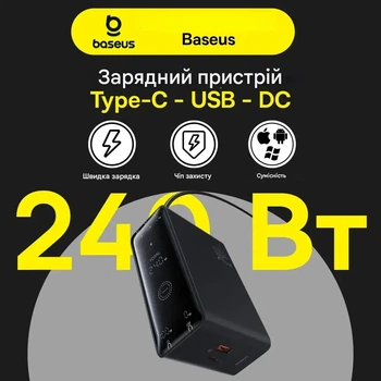 Сетевое зарядное устройство Baseus GaN 240W Digital Intelligent Fast Charger быстрая настольная зарядка для ноутбуков и смартфон
