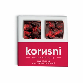 Конфеты без сахара Korusni клюква в черном шоколаде 100 г