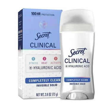 Антиперпирант Дезодорант сильнейший твердый Secret Completely Clean Women Invisible Solid Clinical до 100 часов 45 г