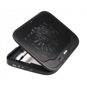 Подставка для ноутбука с охлаждением и LED-подсветкой TITAN TTC-G21T Черная с USB-концентратор на 2 порта