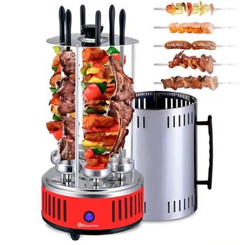 Електрошашличниця Шашличниця Domotec BBQ на 6 шампурів 1000 Вт 2 об/хв до 1,4 кг Червона
