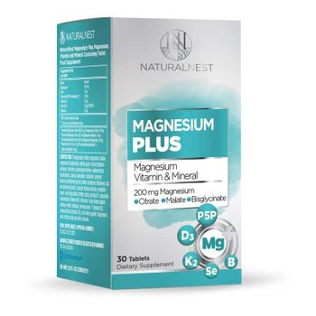 Магній плюс вітаміни та мінерали NATURALNEST, 30 таблеток- Magnesium малат,цитрат,бісгліцинат.