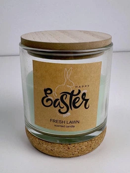 Ароматическая свеча в стеклянной банке с деревянной крышкой, аромат Fresh Lawn (9 × 11 см)