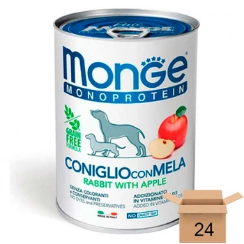Влажный корм Monge Dog FRUIT MONOPROTEIN монопротеиновый для собак (кролик с яблоком), 400 грамм - 24 шт 70014328-24sht