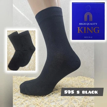 Носки мужские летние с сеткой King Cotton 595S Black-125, 39-42р. Черные