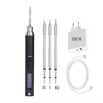 Паяльник Miniware TS21 питание USB Type-C + 3 жала типа С210 KU,IS,I - С Блоком питания 100W