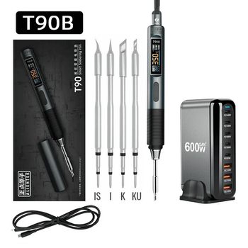 Паяльник Alientek T90B + 4 жала типу 245 KU, K, I,IS живлення Type-C - З Блоком живлення