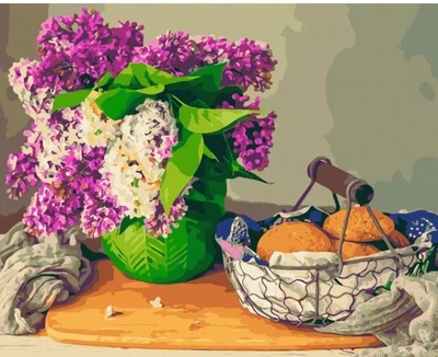 Картина по номерам Сирень и печенье 40х50 см Rainbow Art GX45508