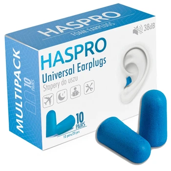 Пінні беруші для сну 10 пар HASPRO MULTI10 SNR 38 дБ Сині (1120-02)