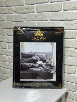 Постельное белье CROWN Gold Collection Graphite – хлопок сатин, двуспальный комплект графитового цвета.