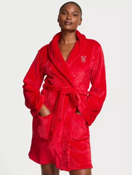 Теплий халат Victoria’s Secret Cozy Plush Robe Червоний Xs