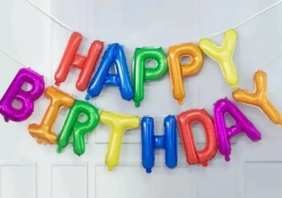 Надувний фольгований напис HAPPY BIRTHDAY кольоровий