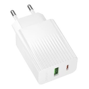 Мережевий Зарядний Пристрій Borofone BAS76A 1USB-C/1USB PD/QC 30W Бiлий