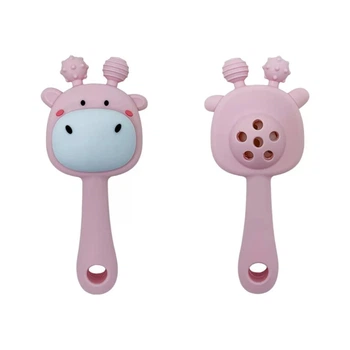 Силиконовый прорезыватель-погремушка "Жираф" Mega Zayka MGZ-0428(Pink)