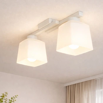 Люстра стельова на два плафони MSK Electric Dublin під лампи Е27 біла NL 16610-2 WH