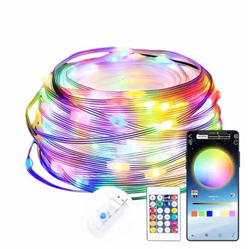 Умная светодиодная гирлянда лента 100LED 10 метров USB-пульт дистанционного управления ip65 приложение Smart