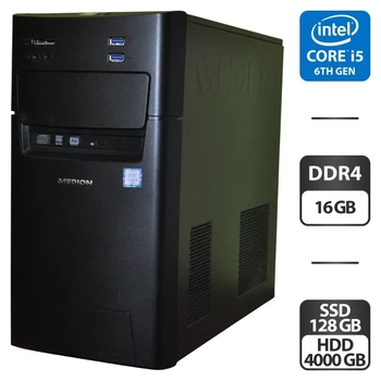 Компьютер Medion Akoya P5360 E-MT22 Tower / Intel Core i5-6402P (4 ядра по 2.8 - 3.4 GHz) / 16 GB DDR4 / 128 GB SSD + 4000 GB HDD / Intel HD Graphics 510 / DVD-ROM / Windows 11 Home б/у