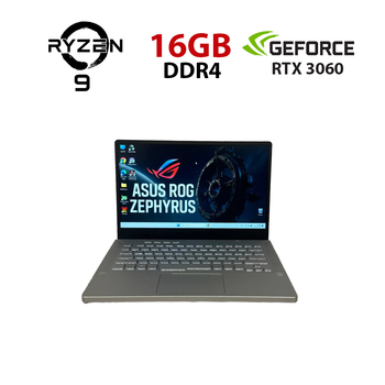 Игровой ультрабук Asus ROG Zephyrus G14 GA401QM / 14" (1920x1080) IPS / AMD Ryzen 9 5900HS (8 (16) ядер по 3.0 - 4.6 GHz) / 16 GB DDR4 / 512 GB SSD / nVidia GeForce RTX 3060, 6 GB GDDR6, 192-bit б/у