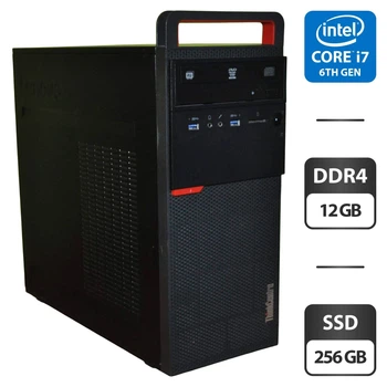 Компьютер Lenovo ThinkCentre M700 Tower / Intel Core i7-6700 (4 (8) ядра по 3,4 - 4,0 ГГц) / 12 ГБ DDR4 / 256 ГБ SSD / Intel HD Graphics 530 / DVD-ROM / Windows 11 Pro б/у