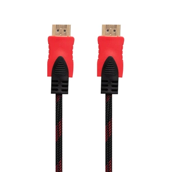 Кабель HDMI-HDMI, 1.4V, 5m (Тканевый провод) Чёрно-Красный