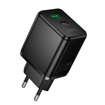 Адаптер сетевой HOCO Smart multi-protocol charger C157A |1USB\1Type-C, PD/QC, 30W/3A\Black