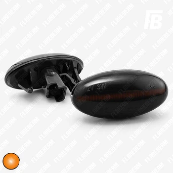 Повторители поворота 01 бегущие для Peugeot Citroen Opel Fiat Toyota BYD светодиодные (LED) чёрные 2 шт. (оранжевый)