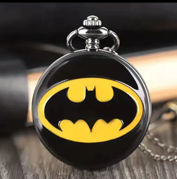 Кулон карманные часы Batman подвеска знак Бэтмен на цепочке черный