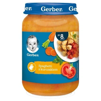 Пюре дитяче овочево-мясне Gerber спагеті з куркою. З 8 місяців 190 гр