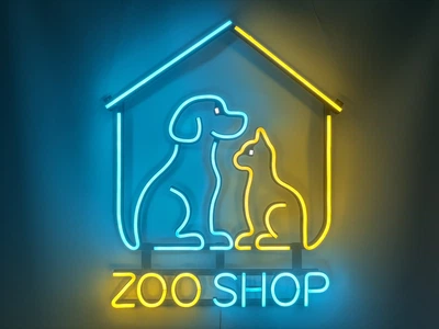 Неоновая вывеска Zoo Shop 560x670 Комбинированный