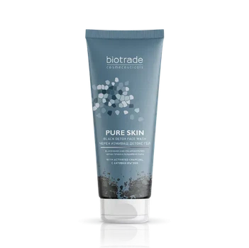 Ніжний гель для вмивання Biotrade Pure Skin Black Detox Face Wash з мікросферами активованого вугілля та молочною кислотою, 200 мл