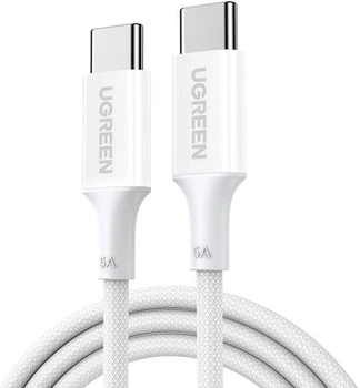 Кабель Ugreen L502 USB-C to USB-C PD 100W 5A Fast Charging Braided Cable 2 м White (UGR-35221)