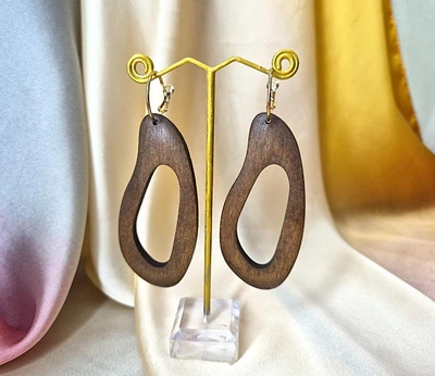 Серьги женские Длинные деревянные подвески jewelry Коричневый