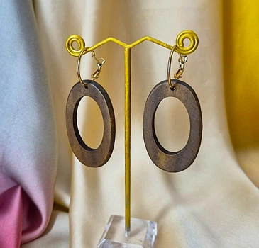 Серьги женские Длинные деревянные подвески Овал jewelry Коричневый