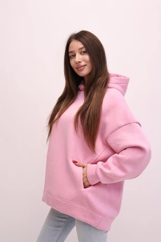 Худи женское, Kraya, One size, трикотаж на флисе, розовый