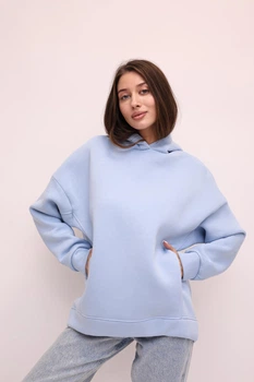 Худи женское, Kraya, One size, трикотаж на флисе, голубой