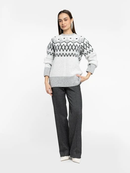 Светр жіночий Arber з додаванням вовни Crew-neck WD WTR-226 L сірий, білий (W10.43.01.535)